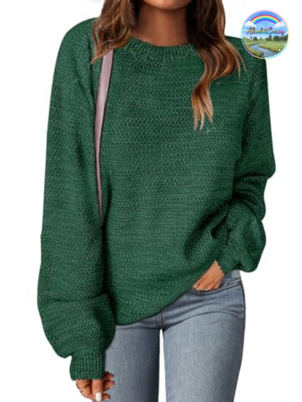 Heathered Knit Loose Pullover Sweater Lantern Sleeve Oversized